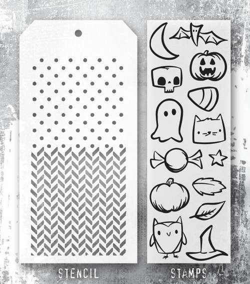 Tim Holtz Mixed-Media Stamps & Stencil-Tiny Frights - 5A002XXV-1GYSD
