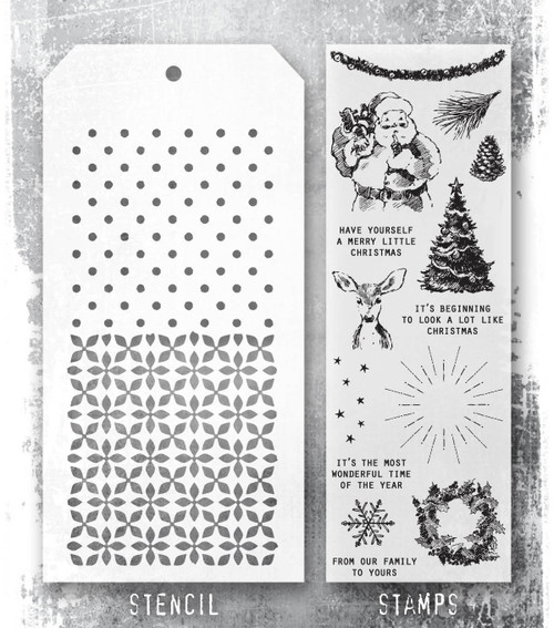 Tim Holtz Mixed-Media Stamps & Stencil-Darling Christmas - 5A002XXV-1GYSC