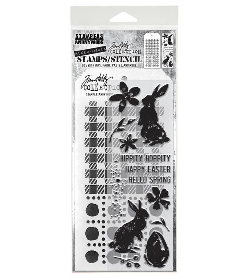 Tim Holtz Mixed-Media Stamps & Stencil-Set #63 5A002XXV-1GYSF - 793888448001