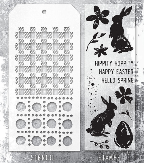 Tim Holtz Mixed-Media Stamps & Stencil-Set #63 - 5A002XXV-1GYSF