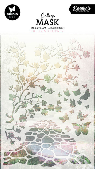 Studio Light Essentials Stencil 5.83"X8.27"-Fluttering Flowers - 5A002Y8Q-1GZ31 - 8713943162705