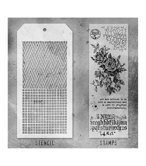 Tim Holtz Mixed-Media Stamps & Stencil-Set #19 - 5A002XXV-1GYT0 Tim Holtz Mixed-Media Stamps & Stencil-Set #19 - 5A002XXV-1GYT0