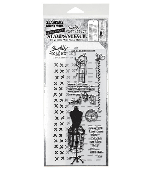 Tim Holtz Mixed-Media Stamps & Stencil-Set #42 - 5A002XXV-1GYT5 - 793888451506
