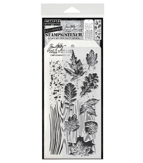 Tim Holtz Mixed-Media Stamps & Stencil-Leaf Prints - 5A002XXV-1GYSX - 691835442600 Tim Holtz Mixed-Media Stamps & Stencil-Leaf Prints - 5A002XXV-1GYSX - 691835442600