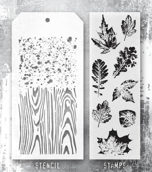 Tim Holtz Mixed-Media Stamps & Stencil-Leaf Prints - 5A002XXV-1GYSX Tim Holtz Mixed-Media Stamps & Stencil-Leaf Prints - 5A002XXV-1GYSX