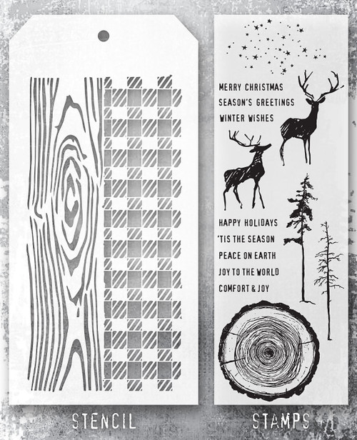 Tim Holtz Mixed-Media Stamps & Stencil-Set #57 - 5A002XXV-1GYT6