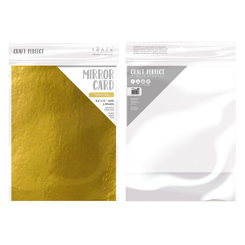 3 Pack - Craft Perfect Mirror Cardstock 8.5"X11" 5/Pkg-High Gloss Polished Gold - MIRRORG-9451E