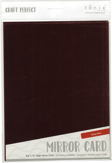 3 Pack - Craft Perfect Mirror Cardstock 8.5"X11" 5/Pkg-High Gloss Ruby Red - MIRRORG-9453E - 818569024531