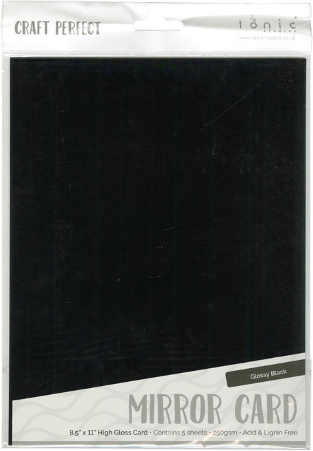 3 Pack - Craft Perfect Mirror Cardstock 8.5"X11" 5/Pkg-High Gloss Black - MIRRORG-9459E - 818569024593