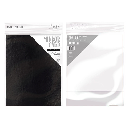 3 Pack - Craft Perfect Mirror Cardstock 8.5"X11" 5/Pkg-High Gloss Black - MIRRORG-9459E