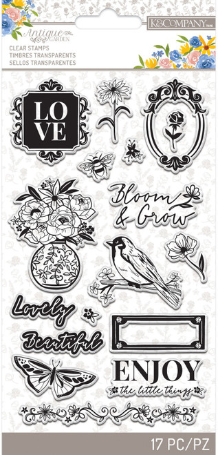 3 Pack - K&Company Antique Garden Acrylic Stamps 17/Pkg- - 30000086