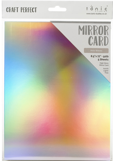 3 Pack - Craft Perfect Mirror Cardstock 8.5"X11" 5/Pkg-High Gloss Holo Waves - MIRRORG-9463E - 818569024630