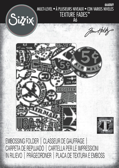 Sizzix Textured Impressions Embossing Folder by Tim Holtz-Vault Airmail - 5A002MXD-1GPBB - 630454291497