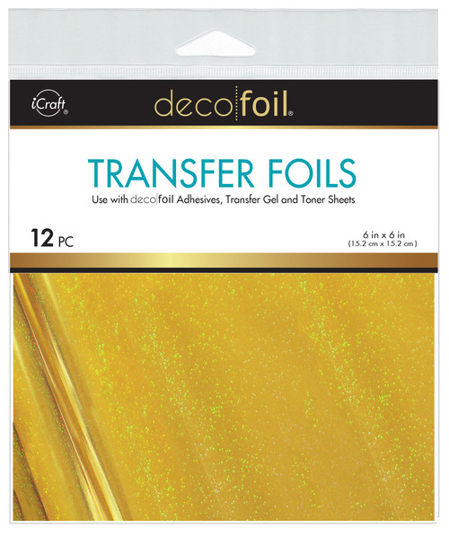 4 Pack - Deco Foil Transfer Sheets 6"X6" 12/Pkg-Gold Sparkle - 5A002JZM-1GZ1Q - 000943057147