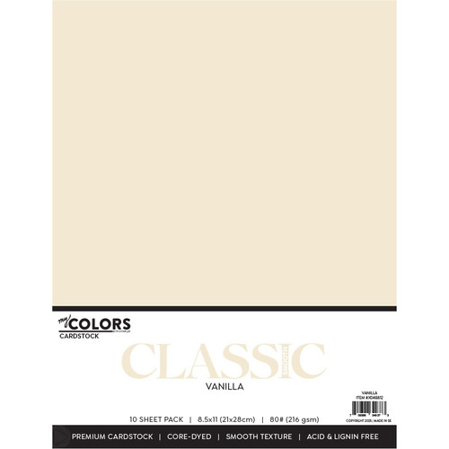 My Colors Classic 80lb Weight Cardstock 8.5"X11" 10/Pkg-Vanilla - MYCC85-1GZCB - 709388349373