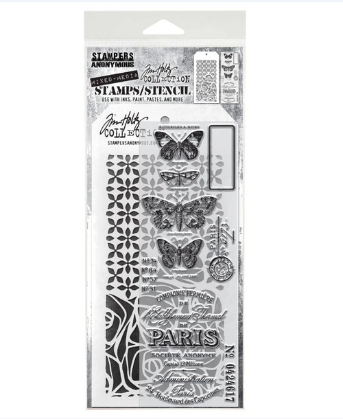 Tim Holtz Mixed-Media Stamps & Stencil-Set #20 - 5A002XXV-1GYSM - 787790627111