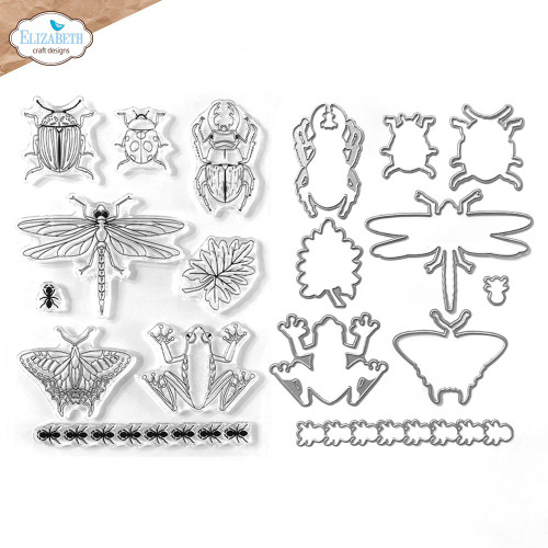 Elizabeth Craft Stamp And Die Set-Beetles and Bugs - 5A002Y26-1GYZY - 741527317447