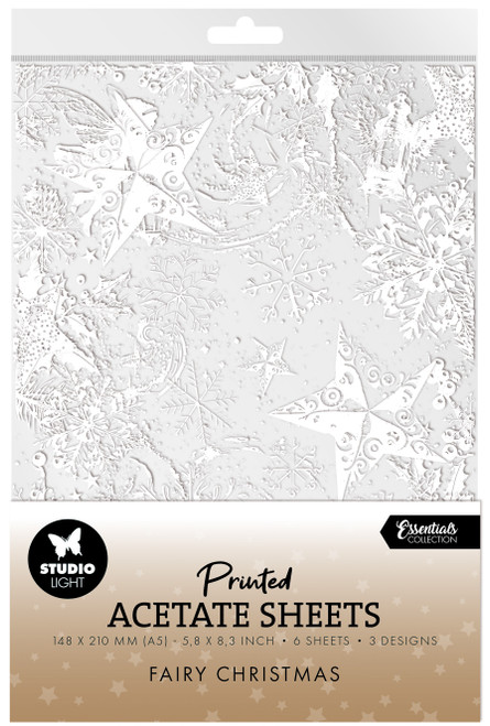 Studio Light Fairy Christmas Acetate Sheets 6/Pkg-Snow, Fairies & Stars - 5A002YBB-1GZ7F - 8713943161036