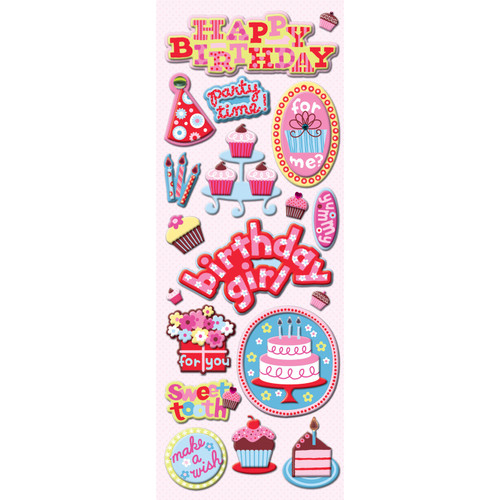 3 Pack - Adhesive Chipboard-Sweetie Birthday - K566590