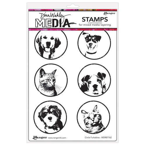 Dina Wakley MEdia Cling Stamps 6"X9"-Circle Furbabies - 5A002XPB-1GYQF - 789541087762