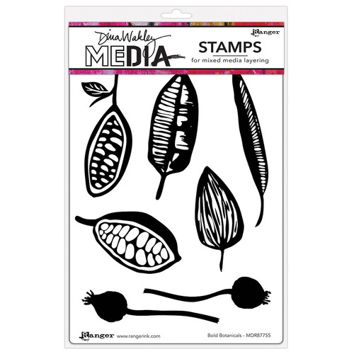 Dina Wakley MEdia Cling Stamps 6"X9"-Bold Botanicals - 5A002XP8-1GYQH - 789541087755