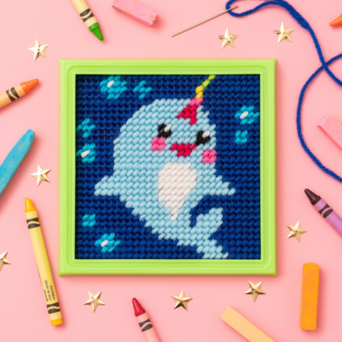 3 Pack - Colorbok Sew Cute! Needlepoint Kit-Narwhal - 74652