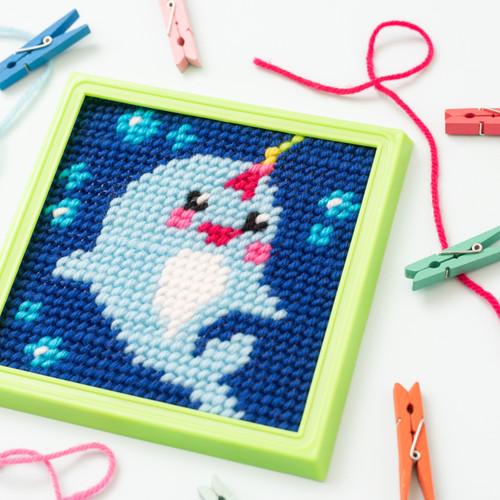 3 Pack - Colorbok Sew Cute! Needlepoint Kit-Narwhal - 74652