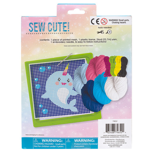 3 Pack - Colorbok Sew Cute! Needlepoint Kit-Narwhal - 74652
