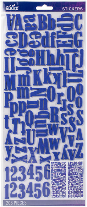 3 Pack - Sticko Alphabet Stickers 208/Pkg-Foam - Blue - 52-90147 - 015586817010