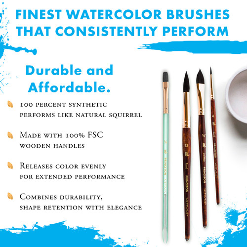 Princeton Series 4750 Neptune Synthetic Squirrel Brush-Short Handle Aquarelle 1/4" - 5A002ZF3-1H0WT Princeton Series 4750 Neptune Synthetic Squirrel Brush-Short Handle Aquarelle 1/4" - 5A002ZF3-1H0WT