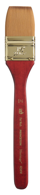 Princeton Series 4050 Heritage Synthetic Sable Brush-Short Handle Flat Wash 1 1/2" 5A002ZDH-1H0T7 - 757063405289