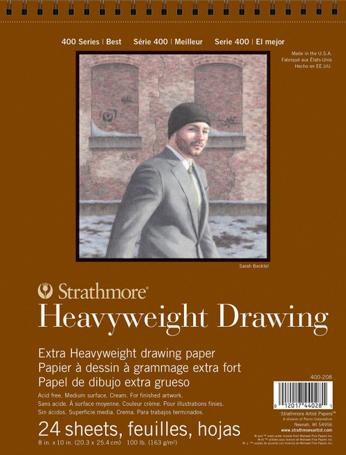 Strathmore 400 Series Heavyweight Drawing Pad 8"X10"-Wire Bound, 24 Sheets 5A00307H-1H1PH - 012017440281