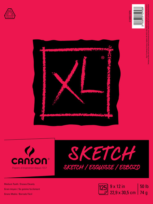 Canson XL Sketch Pad 9"X12"-Fold Over, 125 Sheets - 5A002ZWY-1H1DP - 3148955729588