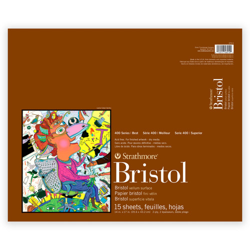 Strathmore 400 Series Bristol Pad 2 Ply Vellum 14"X17"-Tape Bound, 15 Sheets - 5A00306V-1H1Q7 - 012017460142