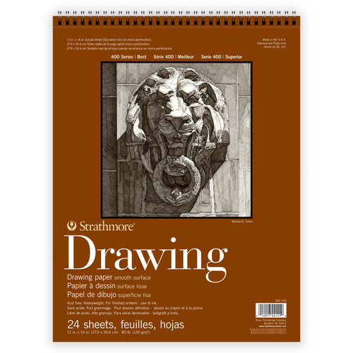 Strathmore 400 Series Drawing Pad 11"X14"-Wire Bound, 24 Sheets - 5A00307B-1H1Q3 - 012017441110