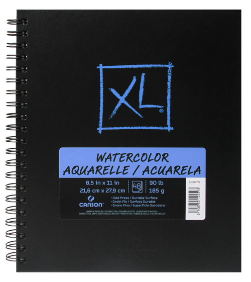 Canson XL Watercolor Book Cold Press 8.5"X11"-Wirebound Side, 48 Sheets - 5A002ZWB-1H1FM - 3148950124593