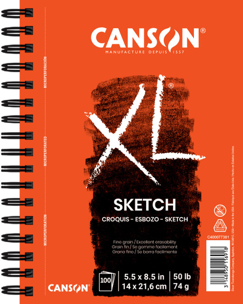 Canson XL Sketch Pad 5.5"X8.5"-Wire Bound, 100 Sheets - 5A002ZWR-1H1FP - 3148950116918