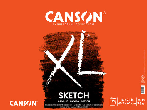 Canson XL Sketch Pad 18"X24"-Fold Over, 125 Sheets - 5A002ZVZ-1H1FV - 3148955729700