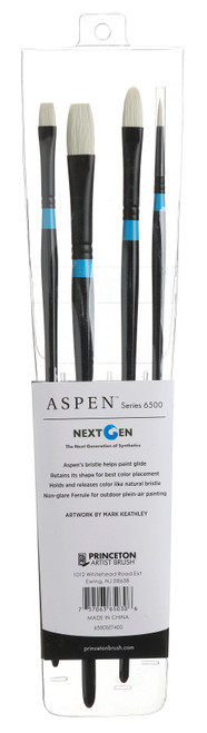 Princeton Series 6500 Aspen Synthetic Brush-Short Handle Set 4PC - 5A002ZLC-1H10S Princeton Series 6500 Aspen Synthetic Brush-Short Handle Set 4PC - 5A002ZLC-1H10S