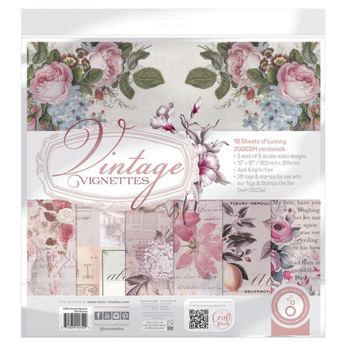 Tonic Studios Art Pad 12"X12" -Vintage Vignettes - 5A002BZ1-1GFHF - 841079157529