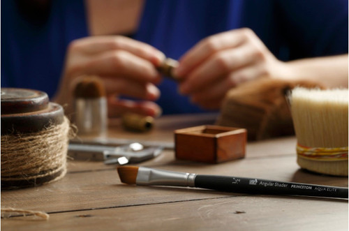 Princeton Series 4850 Aqua Elite Synthetic Watercolor Brush-Short Handle Angle Shader 1/2" - 5A002Z8M-1H0R3