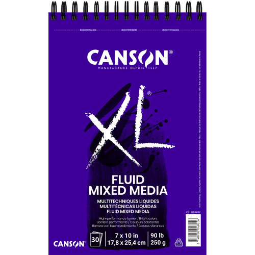 Canson XL Fluid Mixed Media Pad 7"X10"-Wire Bound, 30 Sheets - 5A002ZX4-1H1CW - 3148950048226