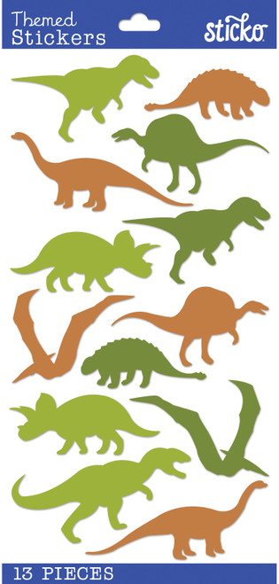 6 Pack - Sticko Tiny Stickers-Dinosaur Silhouettes - 8600124