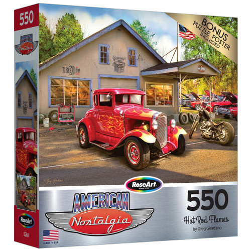 RoseArt American Nostalgia Jigsaw Puzzle 550 Pieces 18"X24"-Hot Rod Flames - 5A00308B-1H1RT - 4895145459983
