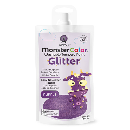 6 Pack - Abroli Monster Color Washable Tempera Paint Pouch 5oz-Glitter Purple - 5A0030ZL-1H2HQ - 721172494045