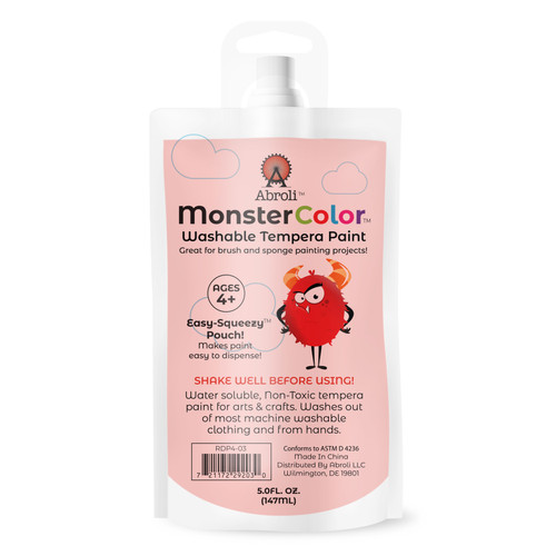 6 Pack - Abroli Monster Color Washable Tempera Paint Pouch 5oz-Red - 5A003101-1H2J4