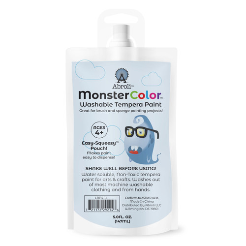 6 Pack - Abroli Monster Color Washable Tempera Paint Pouch 5oz-Light Blue - 5A003101-1H2JG