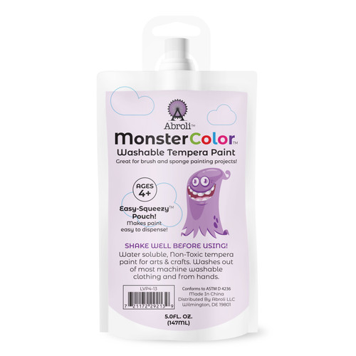 6 Pack - Abroli Monster Color Washable Tempera Paint Pouch 5oz-Lavender - 5A003101-1H2JD