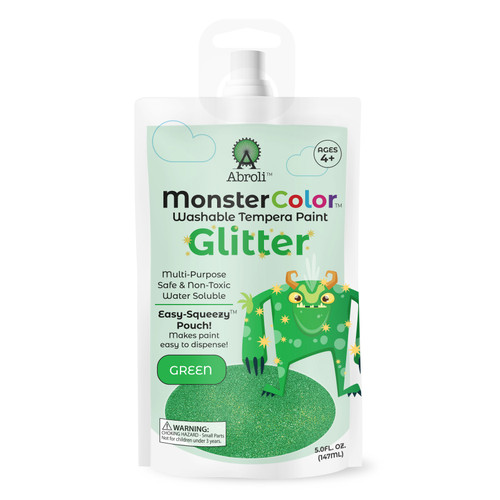 6 Pack - Abroli Monster Color Washable Tempera Paint Pouch 5oz-Glitter Green - 5A0030ZL-1H2JH - 721172494021