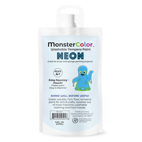 6 Pack - Abroli Monster Color Washable Tempera Paint Pouch 5oz-Neon Blue - 5A0030ZL-1H2JM